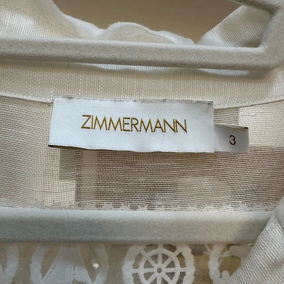 Zimmermann Ivory Lace Cropped Blouse Size 3 - Picture 6 of 8